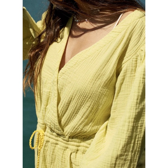 Anthropologie Celia Gauzy Romper Bright Yellow NWT SZ XL - Picture 3 of 16